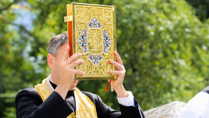 Priest in liturgical celebration